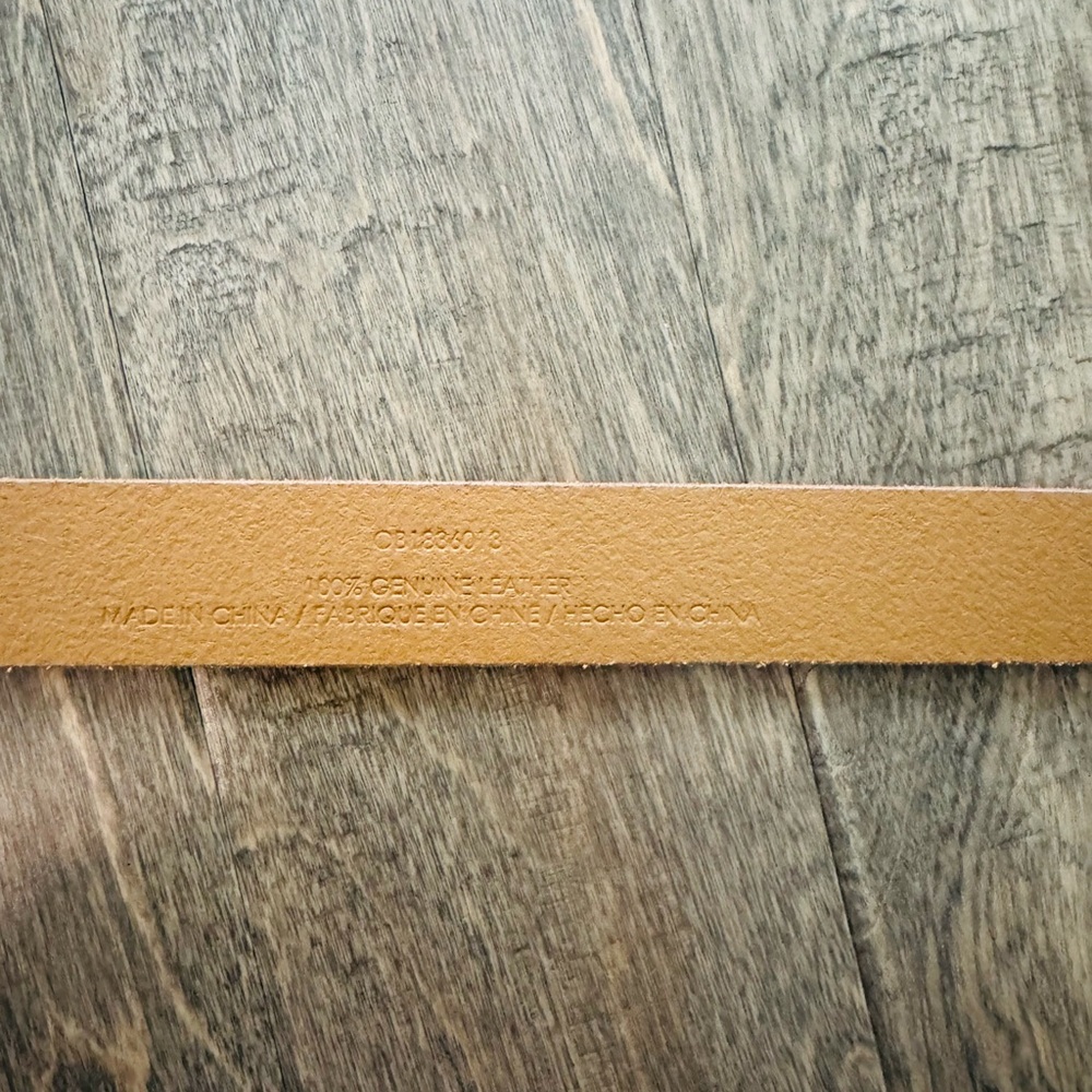 Anthropologie Linea Pelle Sculptural Buckle Leather Belt Honey Silver Size Large - Picture 8 of 10